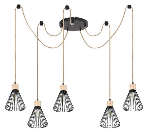 Rabalux 3150 - Luster na lanku FARFALLE 5xE27/40W/230V pavúk čierna/buk