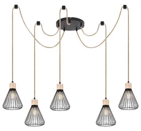 Rabalux 3150 - Luster na lanku FARFALLE 5xE27/40W/230V pavúk čierna/buk
