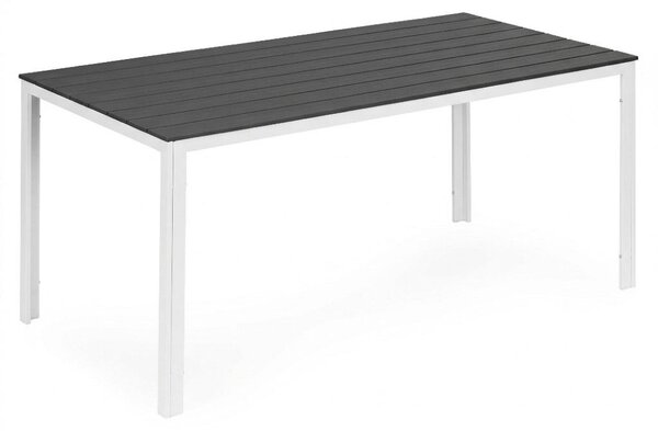 Záhradný stôl pre 6 osôb, 156 x 78 cm, nábytok z polywoodu na terasu, sivý a biely, MultiGarden