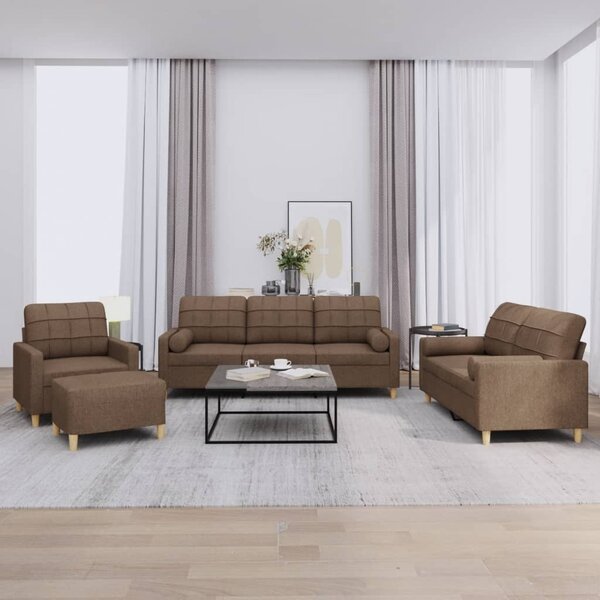 Maison Exclusive – 4-dielna sedacia súprava s vankúšmi, hnedá látka