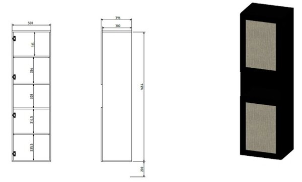 HALMAR Vitrína Juta 50 cm čierna/hnedá
