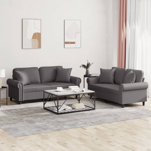 Maison Exclusive – 2-dielna sedacia súprava s vankúšmi, sivá umelá koža