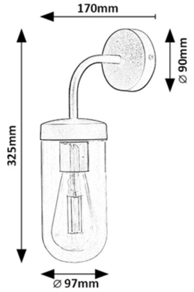 Rabalux 3310 - Kúpeľňové nástenné svietidlo YAGO 1xE27/60W/230V IP44 čierna