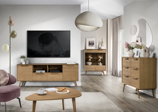 Szynaka Vitrína Leo 16 II 105 cm s LED osvetlením dub rustikálny karamelový