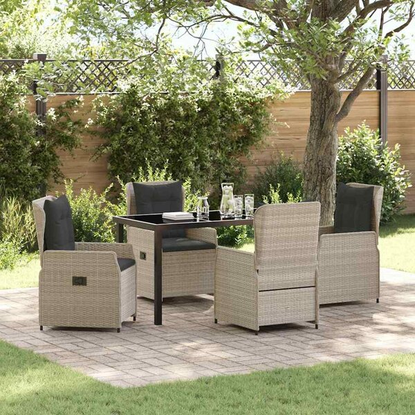 Maison Exclusive - Záhradná jedálenská súprava 5 ks Svetloedá Poly-rattan