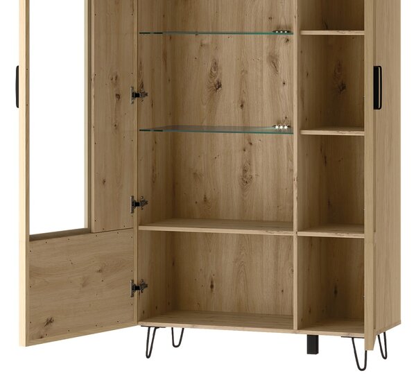 Szynaka Vitrína Limbo 12 95 cm z masívu s LED osvetlením dub Artisan