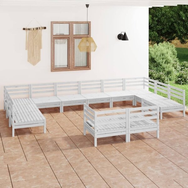 Maison Exclusive - 12-dielna záhradná sedacia súprava, biela, borovicový masív