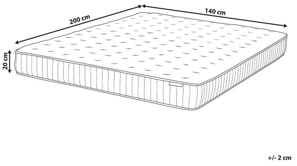 Vreckový pružinový matrac 140 x 200 cm tvrdý s latexom a taštičkovými pružinami