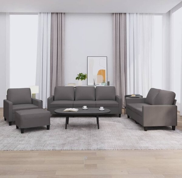 Maison Exclusive – 4-dielna sedacia súprava s vankúmi, sivá umelá koa