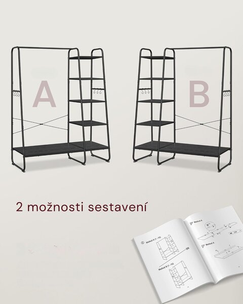 SONGMICS Stojan na oblečenie s botníkom Vasagle Greya ebenovo čierny
