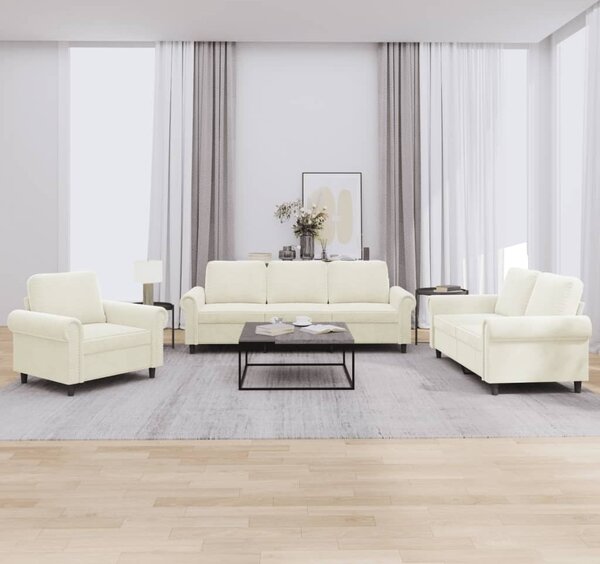 Maison Exclusive – 3-dielna sedacia súprava s vankúmi, krémový zamat