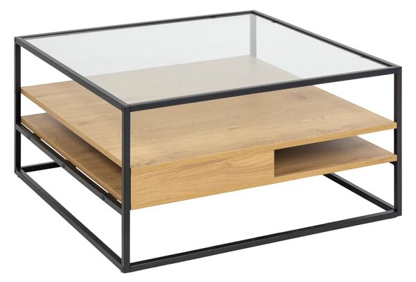 Konferenčný stolík so sklenenou doskou v prírodnej farbe 80x80 cm Randolf – Actona
