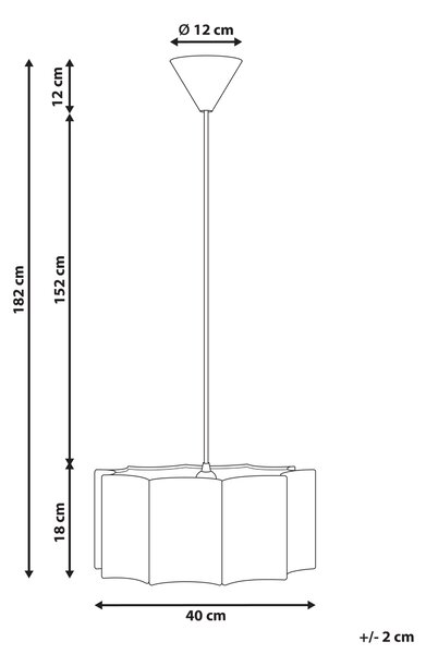 Závesná lampa biela a béžová železný rám tvarované látkové tienidlo moderný štýl