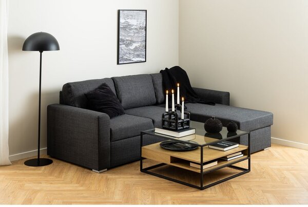 Konferenčný stolík so sklenenou doskou v prírodnej farbe 80x80 cm Randolf – Actona