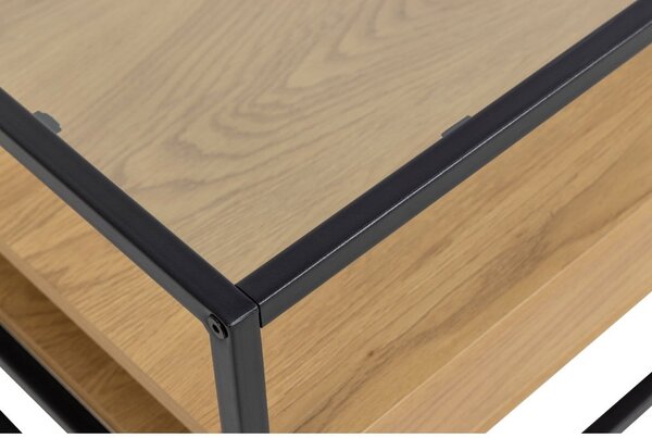 Konferenčný stolík so sklenenou doskou v prírodnej farbe 80x80 cm Randolf – Actona