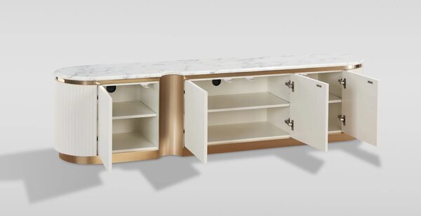 LivinHill TV stolík Stilig ST916 200 cm mramor/ecru/zlatý