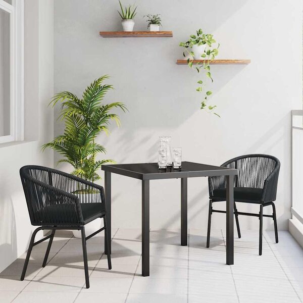 Maison Exclusive – záhradná jedálenská súprava, 3 kusy, čierna, oceľ s práškovou povrchovou úpravou