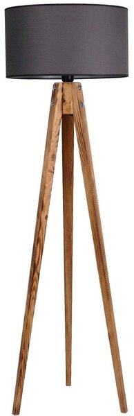 Tmavosivá/v prírodnej farbe stojacia lampa s textilným tienidlom (výška 153 cm) Tripod – Opviq lights