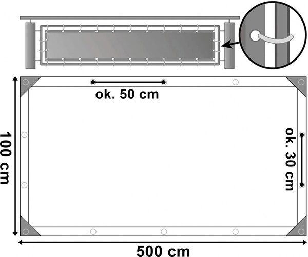 TZB Balkónová zástena Ral 1x5 m šedá