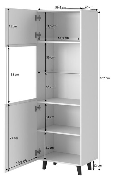 HALMAR Vitrína Pafos 60 cm biela