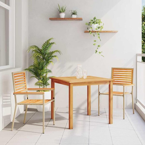 Maison Exclusive – Záhradná jedálenská súprava, 3 kusy, béžová, masívne drevo akácie