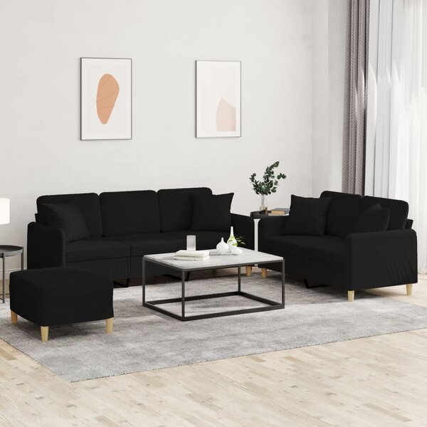 Maison Exclusive – 3-dielna sedacia súprava s vankúmi, ierna látka