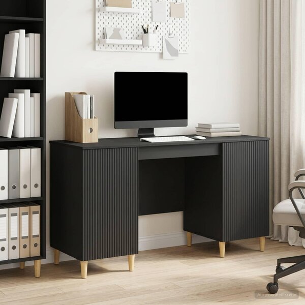 Maison Exclusive – písací stôl s policou, čierny, 142,5 x 50 x 75 cm, drevotrieska