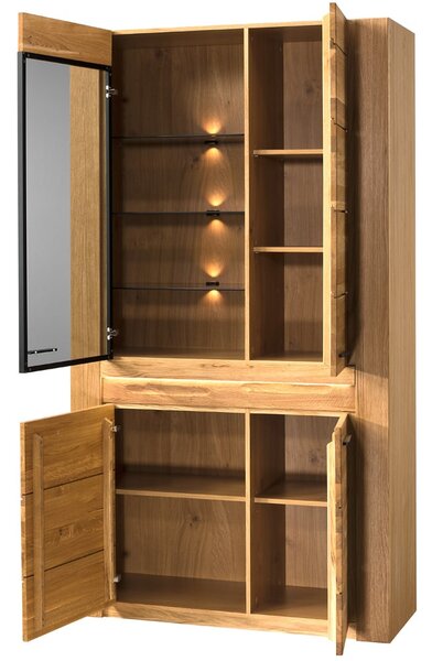 Szynaka Vitrína Velvet II 12 110 cm z masívu s LED osvetlením dub prírodný