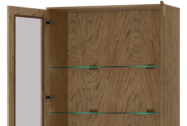 Szynaka Vitrína Útulná 12 z masívu s LED osvetlením 95 cm dub Rustikálny