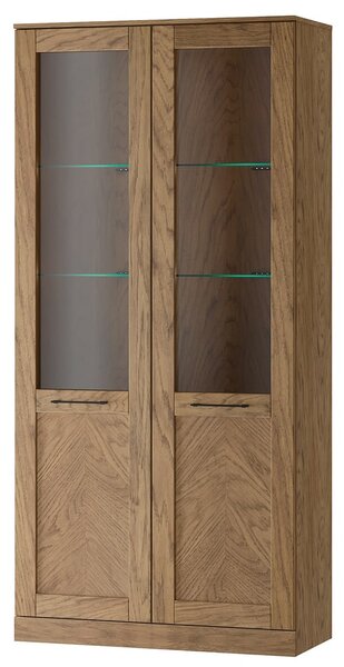 Szynaka Vitrína Útulná 12 z masívu s LED osvetlením 95 cm dub Rustikálny