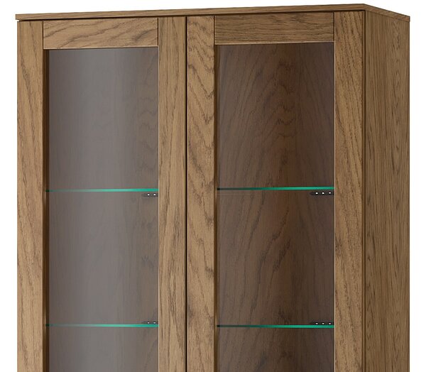 Szynaka Vitrína Útulná 12 z masívu s LED osvetlením 95 cm dub Rustikálny