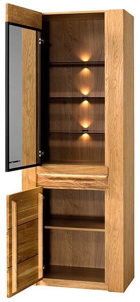 Szynaka Vitrína Velvet II 10 s LED osvetlením 75 cm z masívu ľavá dub prírodný