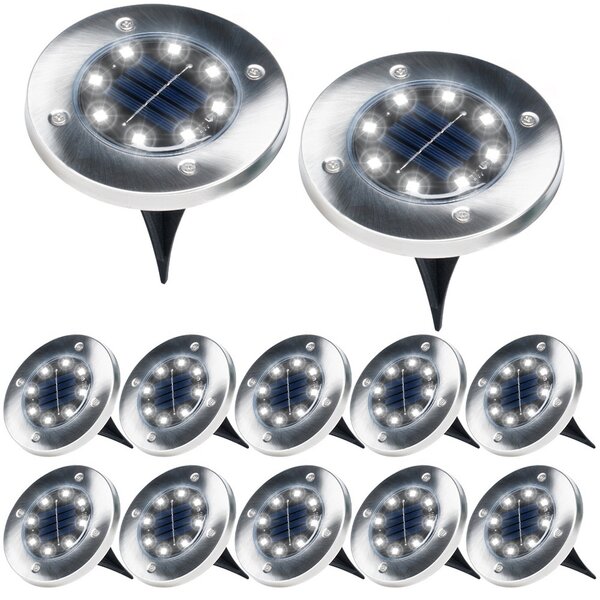 12x solárna záhradná lampa, stojaca lampa, LED disk so senzorom