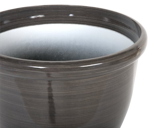 Súprava 2 kvetináčov hnedá ⌀ 44 cm kamenná zmes a polyresin vysoký lesk odolné voči vplyvom počasia