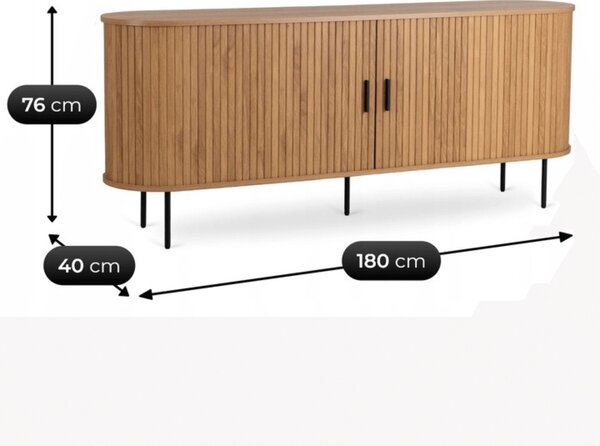 Vivaldi Komoda Trish 180 cm dub přírodní/černý