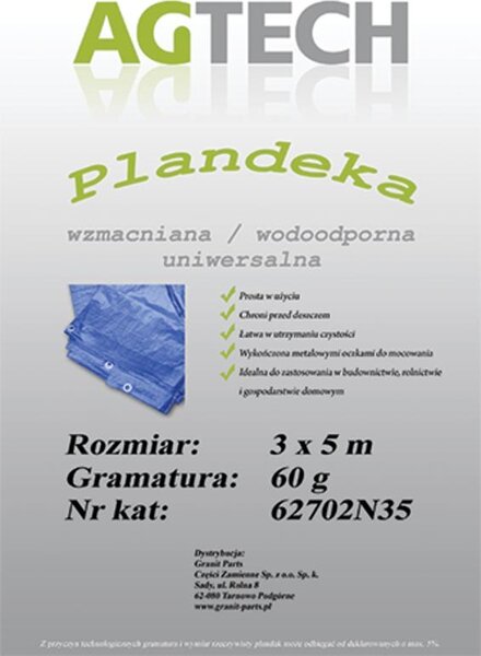 Zosilnená plachta MODRÁ 3 x 5 m 62702N35 PL 3/5