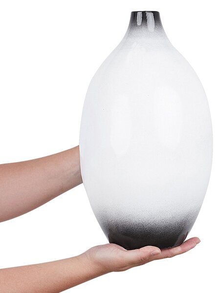 Dekoratívna váza čierna biela terakota 36 cm lesklý povrch moderný tradičný štýl obývačka doplnky