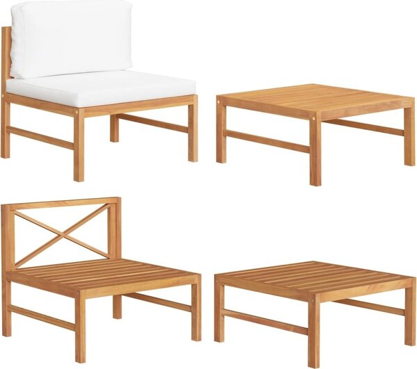 Maison Exclusive – 2-dielna záhradná súprava s krémovými vankúmi z teakového dreva