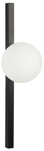 Nástenná lampa čierna kovová železná 55 cm guľaté biele tienidlo osvetlenie do spálne obývačky moderný štýl