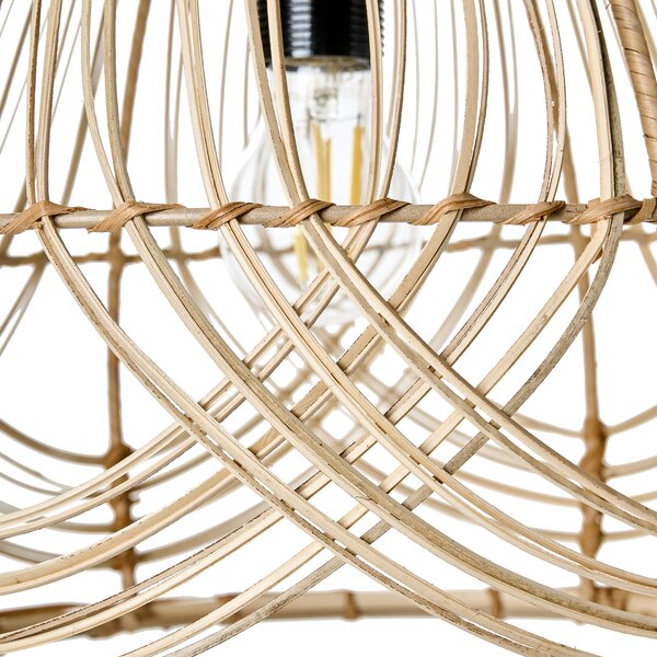 Závesná lampa prírodná ratanové tienidlo železný rám boho štýl ručná výroba osvetlenie
