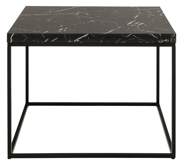 Čierny konferenčný stolík s doskou v dekore mramoru 60x60 cm Barossa – Actona