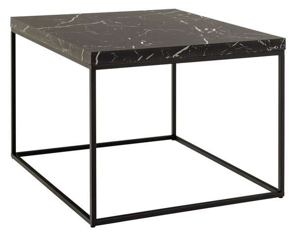 Čierny konferenčný stolík s doskou v dekore mramoru 60x60 cm Barossa – Actona