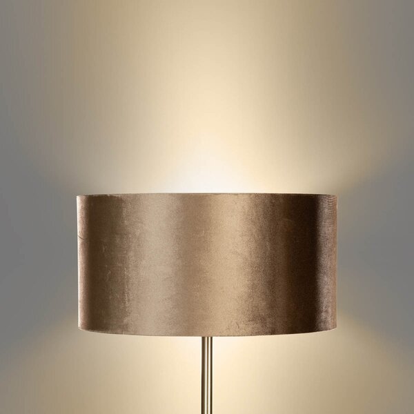 Stojacia lampa mosadz s velúrovým tienidlom bronz 50 cm - Simplo