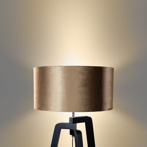 Stojacia lampa čierna s velúrovým tienidlom bronz 50 cm - Puros