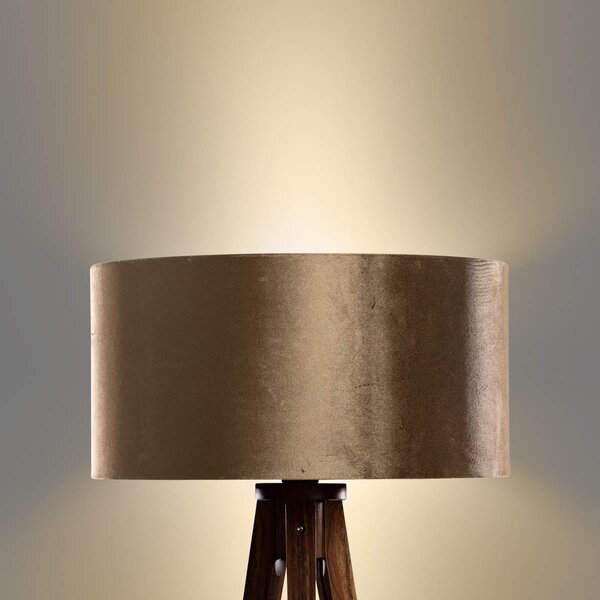 Stojacia lampa na trojnožke z orechového dreva s bronzovým zamatovým tienidlom 50 cm - Tripod Classic