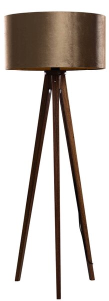 Stojacia lampa na trojnožke z orechového dreva s bronzovým zamatovým tienidlom 50 cm - Tripod Classic