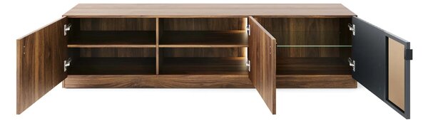 Szynaka TV stolek s LED osvětlením Radium 25 180 cm ořech Columbia/černý