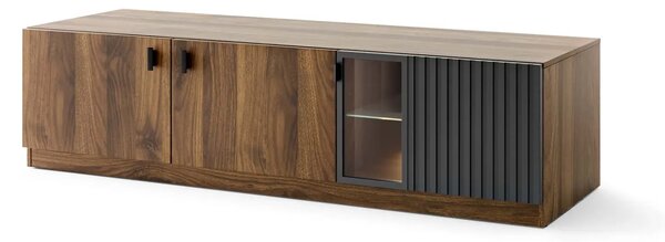 Szynaka TV stolek s LED osvětlením Radium 25 180 cm ořech Columbia/černý