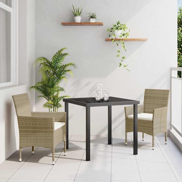 Maison Exclusive – Záhradná jedálenská súprava, 3 kusy, béžová, umelý ratan