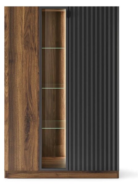 Szynaka Vitrína s LED osvětlením Radium 15 91 cm ořech Columbia/černá